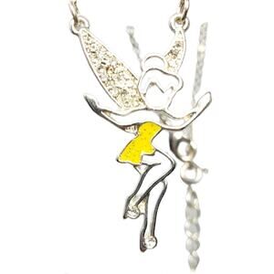 Disney Tinker Bell Silhouette Rhinestone and Yellow Necklace